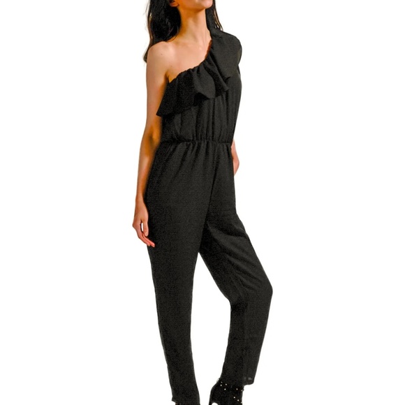 BLACK OFF-SHOULDER JUMPSUIT - Picture 1 of 4